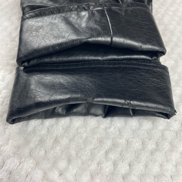 🔥Lane Crawford Belted Buttons Closure Black Faux Leather Jacket Size L - Picture 15 of 15